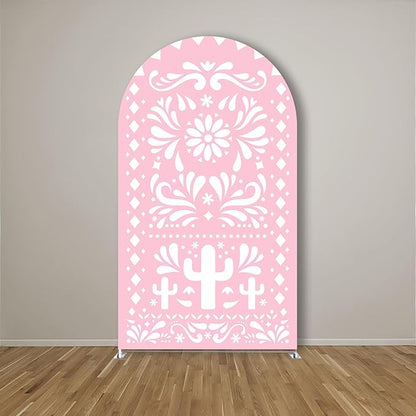 Arch Backdrop Cover Pink Mexican Fiesta Party Decorations Arch Stand Spandex Cover Girls Bloom Birthday Parties Wedding Baptism Baby Shower Decors (3.3x6.5ft Cover,G3767)