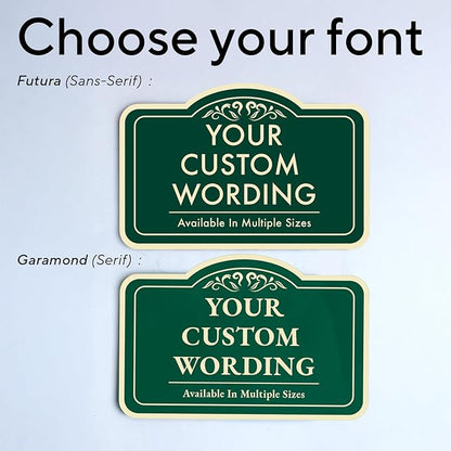 Custom Decorative Outdoor Metal Sign - Personalized Aluminum Driveway Sign, Waterproof, Made In USA - Design 1 Forest Green 42x28 In