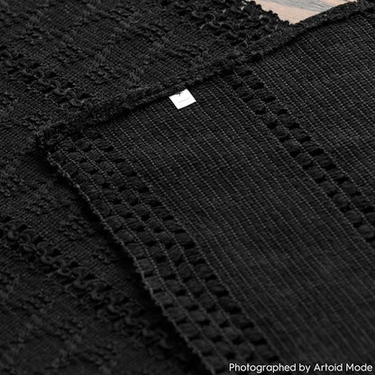 Artoid Mode Black Farmhouse Woven Rustic Hollow Table Runner, Seasonal Holiday Hollow Kitchen Dining Table Decoration for Home Party Decor 12x48 Inch