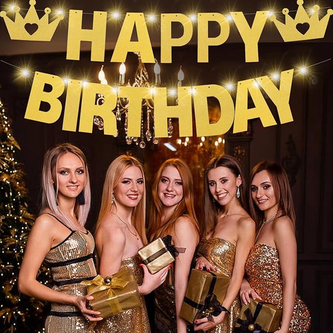 167Pcs DIY Glitter Customizable Banner Kit Custom Banner Happy Birthday Personalized Letter Banners Decor for Christmas Baby Shower Birthday Party Decorations Supplies(Glitter Gold）