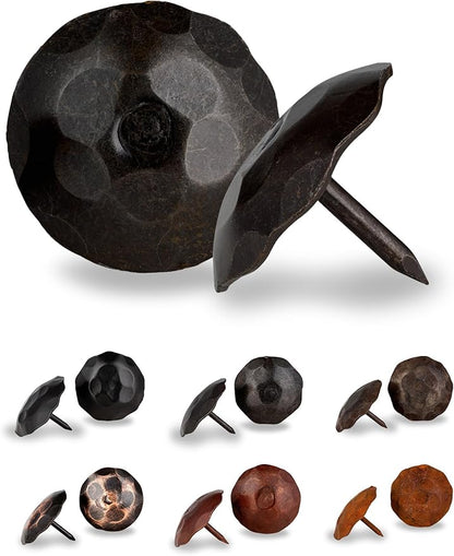 50 Pack 1.25" Round Head Iron Clavos Decorative Nails – Sealed Unfinished – Handmade Rustic Round Fasteners for Farmhouse Shutters, Faux Wood, Barn Doors, Shutters, Gates – Ornamental Wood Accent
