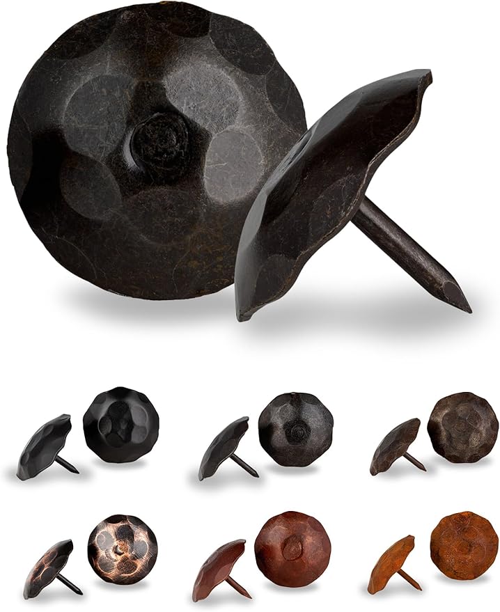 10 Pack 1.25" Round Head Iron Clavos Decorative Nails – Sealed Unfinished – Handmade Rustic Round Fasteners for Farmhouse Shutters, Faux Wood, Barn Doors, Shutters, Gates – Ornamental Wood Accent