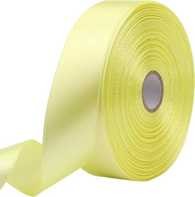 Cream Solid Satin Ribbon 1 Inch 50 Yards Solid Polyester Fabric Ribbon for Gift Wrapping Wedding Christmas Baby Shower Birthday Party Decoration Handmade Immortal Flower Craft