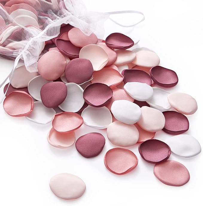 Serwalin 300Pcs Silk Pink Rose Petals Artificial Flower Petals for Wedding, Peach Pink Petals Bulk for Anniversary Decor,Party Romantic Decorations Table or Wedding Cake Decor(5 Color Mixes)