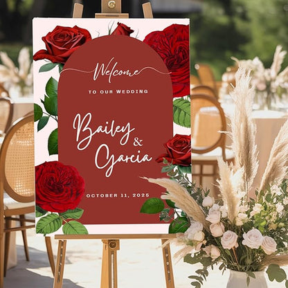 Custom Weddings Reception Signs for Bride & Groom, Personalized Welcome Wedding Sign for Celebration Decor, Custom Entrance Sign Canvas, Wall Art for Bridal Party, Engagement