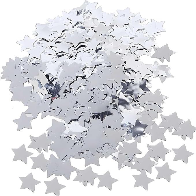 Silver Star Foil Confetti Beautiful Metallic Table Confetti Glitter for Fill Balloons, Wedding,Birthday,Party,Festival Decoration(8000PCS)