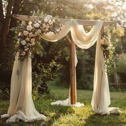 Wokceer Champagne Wedding Arch Draping Fabric Backdrop 4 Panels 28.7" X 20FT Sheer Drapes Fabric for Wedding Arbor Ceremony Party