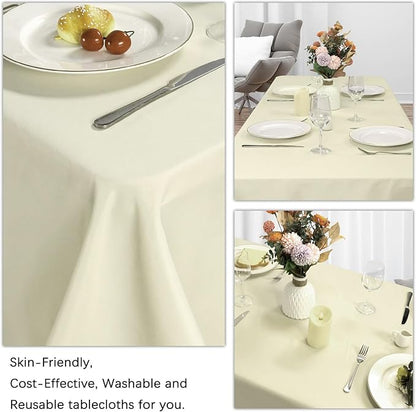 8 Pack Beige Tablecloth 60 x 102 Inch Rectangular Tablecloths for 6 Foot Rectangle Tables, Wrinkle Resistant Beige Table Cloth Washable Polyester Fabric for Buffet Wedding Party Banquet
