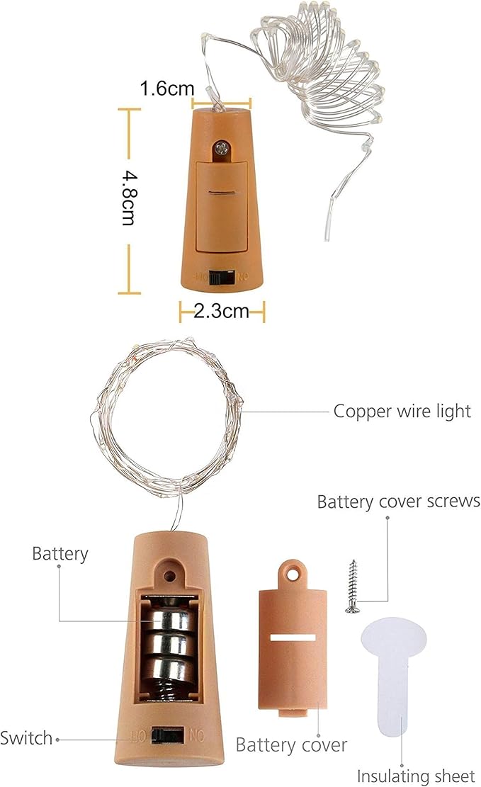 Wine Bottle Cork Lights 15Pack 10 LED 40 Inches Battery Operated Silver Wire Liquor Bottle Fairy Mini String Lights for Party Christmas Halloween Wedding Decoration (Red)