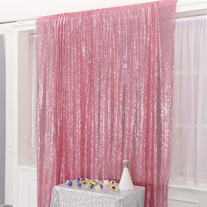 Eternal Beauty Fuchsia Pink Sequin Backdrop, 5x7 Ft Glitter Background Curtains for Shimmer Photography Party Wedding Birthday Back Drop Decor