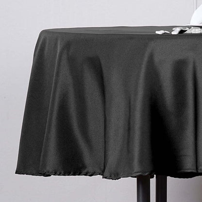 Efavormart Round Tablecloth, 90 Inch Stain & Wrinkle Resistant Washable Table Cloth, Decorative Polyester Fabric Table Cover for Banquet, Wedding, Dining- Black