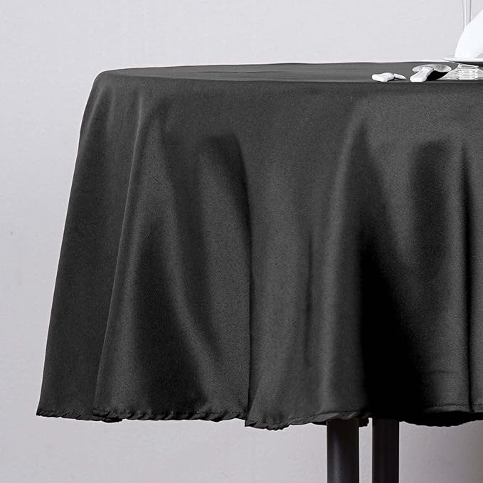 Efavormart Round Tablecloth, 70 Inch Stain & Wrinkle Resistant Washable Table Cloth, Decorative Polyester Fabric Table Cover for Banquet, Wedding, Dining- Black
