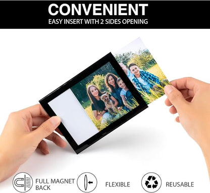 Magnetic Picture Frames with Black Border(3.5"X5",10 Pack),Magnet Photo Frame Pockets/Holder,Decorations for Home/Office/School/Classroom/Party