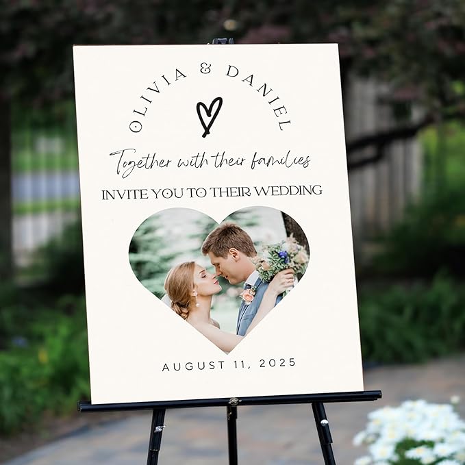 Custom Printable Wedding Welcome Sign for Bridal Party, Engagement, Personalized Welcome to our Weddings Poster with Photo, Canvas, Reception Plaque for Bride Groom, Celebration Decor