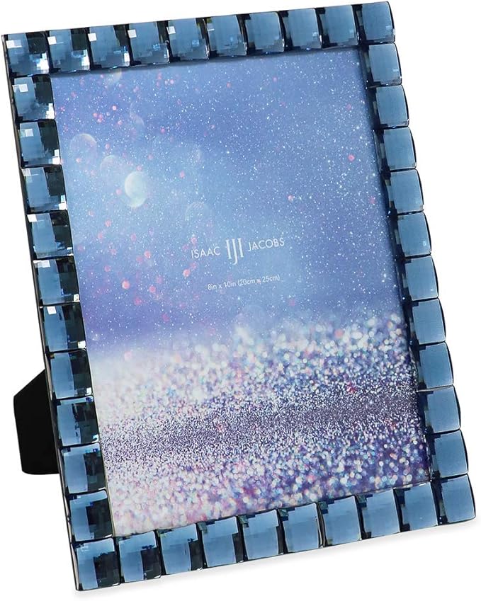Isaac Jacobs Decorative Sparkling Navy Jewel Picture Frame, Photo Display & Home Décor (8x10, Navy)