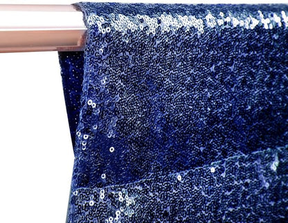 SquarePie Sequin Backdrop Not See Through Thick Background for Glitter Curtain Party 4FT x 8FT Navy Blue