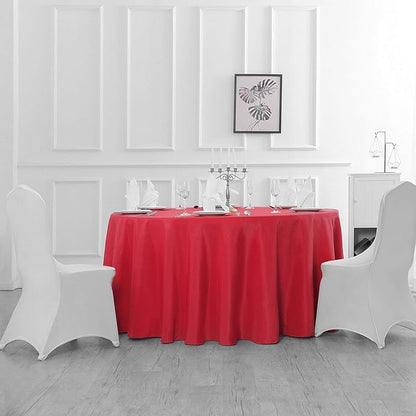 Cupuamon 108 inch Round Tablecloth Washable Polyester Table Cloth Decorative Table Cover for Wedding Party Dining Banquet（108 inch,Red）