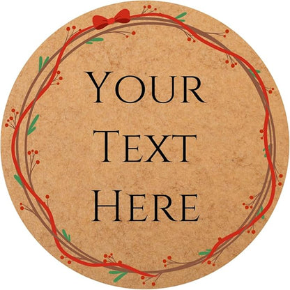 100-1000pcs Custom Stickers Merry Christmas Stickers Personalized Labels Adhesive Xmas Decorative Envelope Seals Stickers for Cards Gift Boxes (Round Kraft -3)