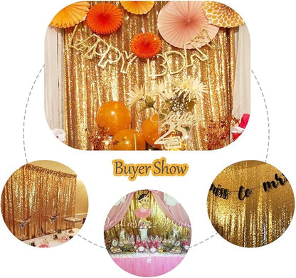 SquarePie Sequin Backdrop Less See Through Thick Background for Photography Glitter Curtain Party 6FT x 6FT Gold