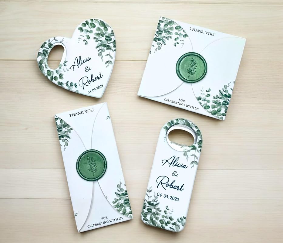 Wedding Bottle Opener Favors for Guests in Bulk, Hearts Shape Bottle Opener, Personalized Party Favors in Bulk, Wedding Favor Guests. 20 to 300 pcs. Custom Fridge Bottle Opener (Heart)