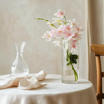 12Pcs Glass Cylinder Vases 8 Inch Tall Clear Flower Vases for Centerpieces Wedding Decoration, Hurricane Floating Candle Holder for Party Table Home Decor