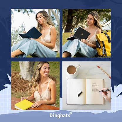 Dingbats* Earth Dotted Writing Journal Notebook A5 - Vegan Leather Hardcover - Ideal for Work, Travel - Pocket, Elastic Closure & Bookmark