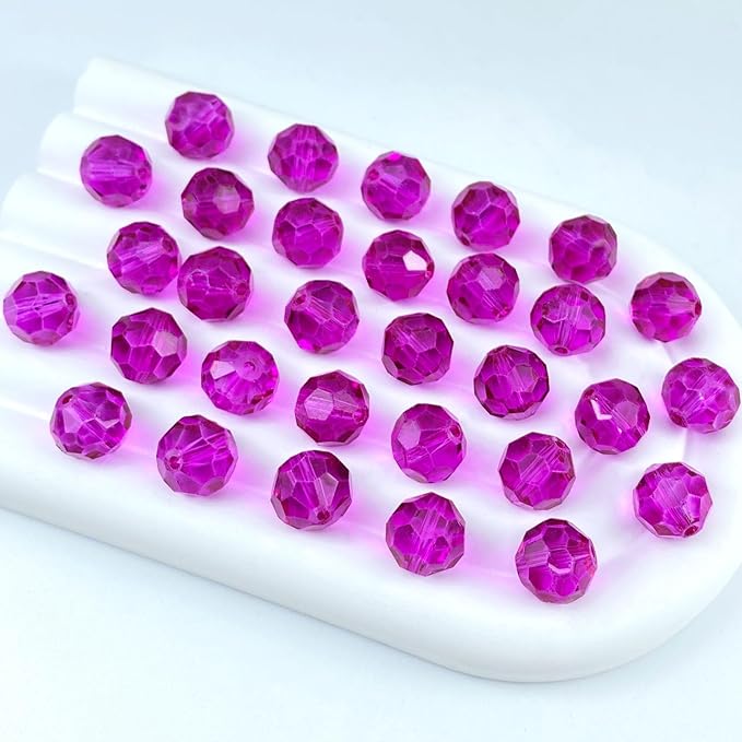 100 PCS 8mm Crystal Glass Beads Round Multiple Faceted Loose Spacer Glass Beads for DIY Handcrafte Bracelet Necklace Earring Jewelry Making(Rose)