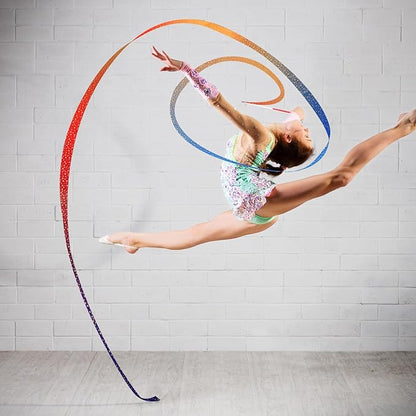Yilloog 50 Pcs Ribbon Dancing Wands Party Favors, 78.7 Inch Artistic Gymnastics Ribbon Streamers Twirling Wands, Rainbow Birthday Decorations