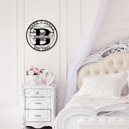 Custom Last Name Date Sign - Split Letter Metal Monogram - Split Letter Name Signs - Personalized Last Name Sign - Metal Family Name Sign - Door Hanger - Outdoor Metal Sign - Wedding Gift