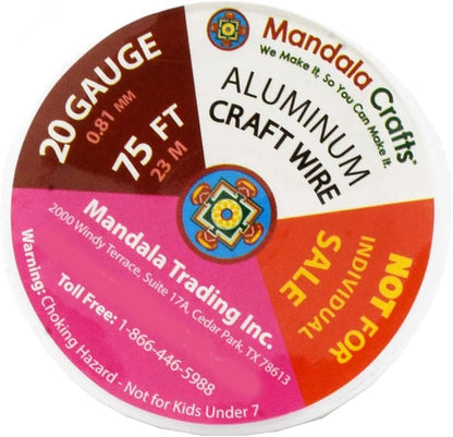 Mandala Crafts 20 Gauge Anodized Aluminum Craft Wire for Jewelry Making - 450 FT Colored Flexible Silver Combo Wire - Bendable for Bonsai Armature Crafting Sculpting