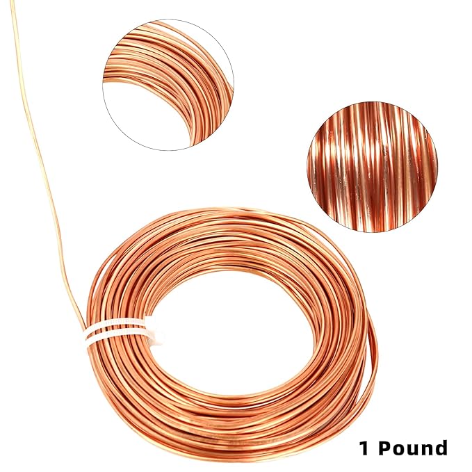 99.9% Soft Copper Wire, 10 Gauge/ 2.6 mm Diameter, 31 Feet / 9.5m, 1 Pound Spool Pure Copper Wire, Jewelry Making Wire Craft Wire