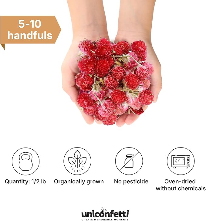 Dried Flower Red Plum Biodegradable Confetti - Real Flower Petals for Weddings, Flower Girl Toss, Wedding Send Off Ideas, Party Table Decoration | Boxed - 8oz (0.5lbs)