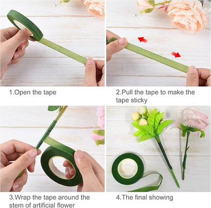 CHRORINE Floral Arrangement Kit Floral Tapes 22 Guage Floral Stem Wire 26 Gauge Green Floral Wire for Bouquet Wreath Making Supplies