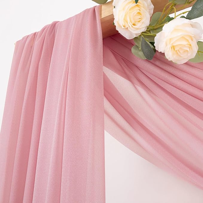 MLMC Dusty Rose Wedding Arch Draping Fabric 1 Panel 29" x 20 FT Extra Long Gauze Drapes Sheer Backdrop Curtains 6.6 Yards Airy Outdoor Drapery Panels for Wedding Bridal Shower Ceiling Decoration