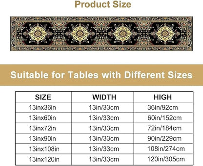 Colorful Boho Flower Table Runner, Vintage Rustic Farmhouse Paisley Hand Drawing Print Pattern for Home Kitchen Table Decor Dining Coffee Room Garden Party Decor 13x60in