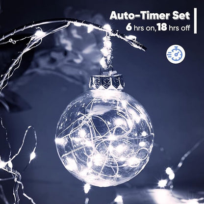 4 Pack 65.6 Ft. Battery Operated Outdoor String Lights with Remote & Timer, LED Cool Whit Fairy Lights, Waterproof Twinkle Lights for Bedroom, Dorm, Mason Jar, Wedding, Party, Christmas