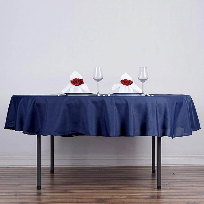 Efavormart Round Tablecloth, 90 Inch Stain & Wrinkle Resistant Washable Table Cloth, Decorative Polyester Fabric Table Cover for Banquet, Wedding, Dining- Navy Blue