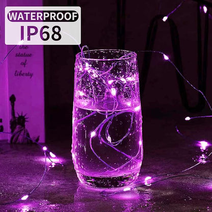 Aogist Led Fairy Lights 3 Modes Battery Operated String Lights Waterproof Silver Wire 7 Feet Firefly Starry Moon Mason Jar Lights for DIY Wedding Party Christmas (Pink, 8 Pack)
