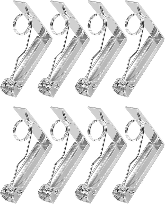 uxcell 8 Pack Tablecloth Clips, Stainless Steel Table Cloth Cover Clamps, 2.87" x 2.36" Windproof Holder Clips for Home Party Picnic Wedding Camping Dining Tables, Silver