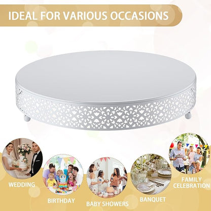 Wenqik Cake Stand 14 Inch Round Metal Cupcake Dessert Wedding Cake Stand Cookies Display Holder Fruit Serving Tray for Table Wedding Birthday Anniversary Party(White)
