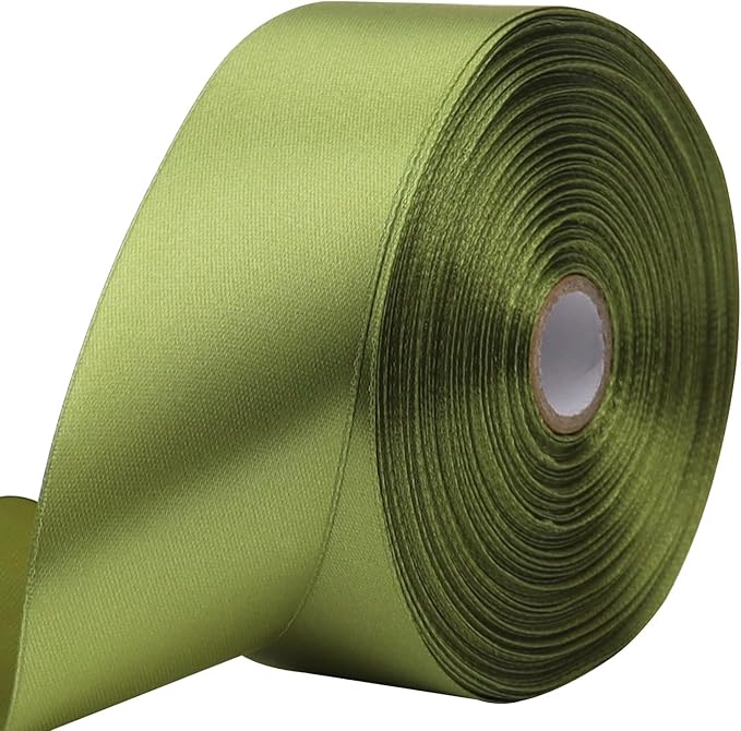 Light Green Solid Satin Ribbon 1-1/2 Inch 50 Yards Solid Polyester Fabric Ribbon for Gift Wrapping Wedding Christmas Baby Shower Birthday Party Decoration Handmade Immortal Flower Craft