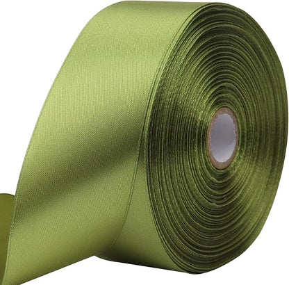 Light Green Solid Satin Ribbon 1-1/2 Inch 50 Yards Solid Polyester Fabric Ribbon for Gift Wrapping Wedding Christmas Baby Shower Birthday Party Decoration Handmade Immortal Flower Craft