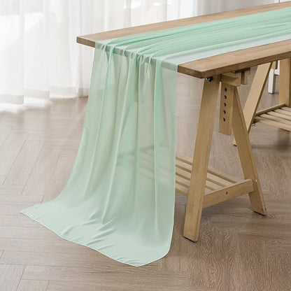 6Pack 9ft Chiffon Table Runner 14x108 Inch Sheer Romantic Table Runner for Wedding Birthday Party Bridal Shower Outdoor Decoration-Mint