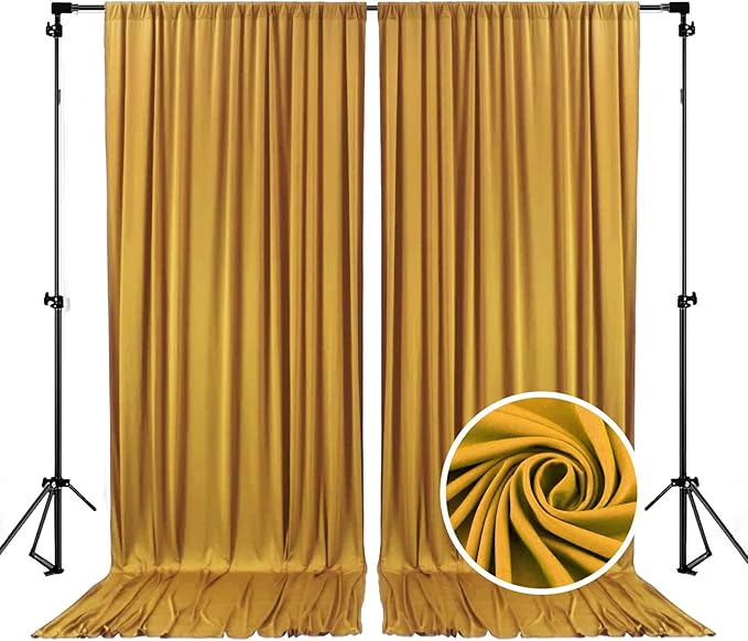 10 x 7 Feet Gold Backdrop Curtain for Partie, Background Curtains for Photoshoot, Birthday, Wedding, Halloween, Thanksgiving, Christmas, New Year Party Decoration 5Ft x 7Ft, 2 Panels