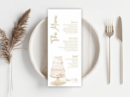 Personalized Printed Wedding Menu, Set of 25 Wedding Menu, Modern Wedding Menu, Simple Menu, Wedding Menu Cards, Dinner Menu Card, Birthday, Shower, Quinceanera, Party, Made in USA