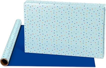 American Greetings 160 sq. ft. Reversible Wrapping Paper Set for Birthdays and All Occasions, Rainbow, Polka Dots, Stripes and Ombre (4 Rolls, 30 in. x 16 ft. each)