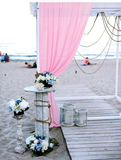 2 Panels 20Ft Wedding Arch Draping Fabric Baby Pink Chiffon Fabric Drapery Wedding Holiday Parties Ceiling Sheer Chiffon Drapes for Background Chiffon Fabric Drapes for Party Ceremony Arch Stage Decor