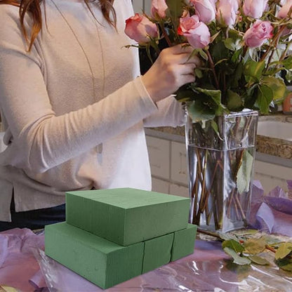 KIMOBER Wet Floral Foam Bricks,Large 9''Lx4''Wx3''H Green Foam Blocks for Flower Arrangement, Wedding,Party Decoration, Pack of 6