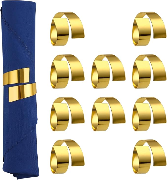 Gold Napkin Rings Set of 10, Metal Material (Gold, Normal)