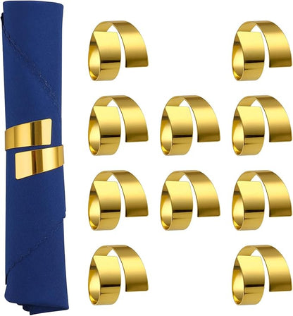 Gold Napkin Rings Set of 10, Metal Material (Gold, Normal)